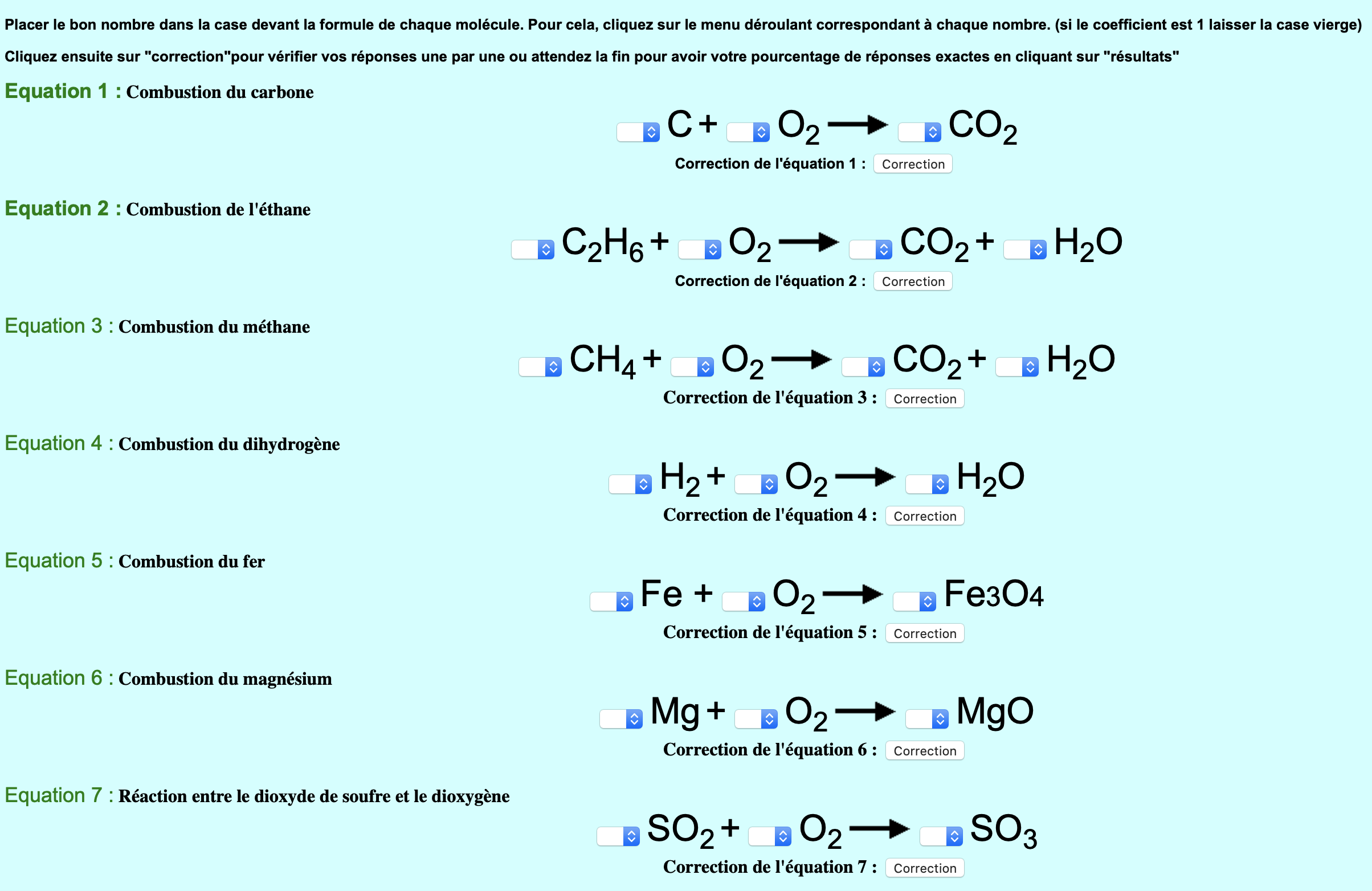 Equilibrer des équations chimiques (1)